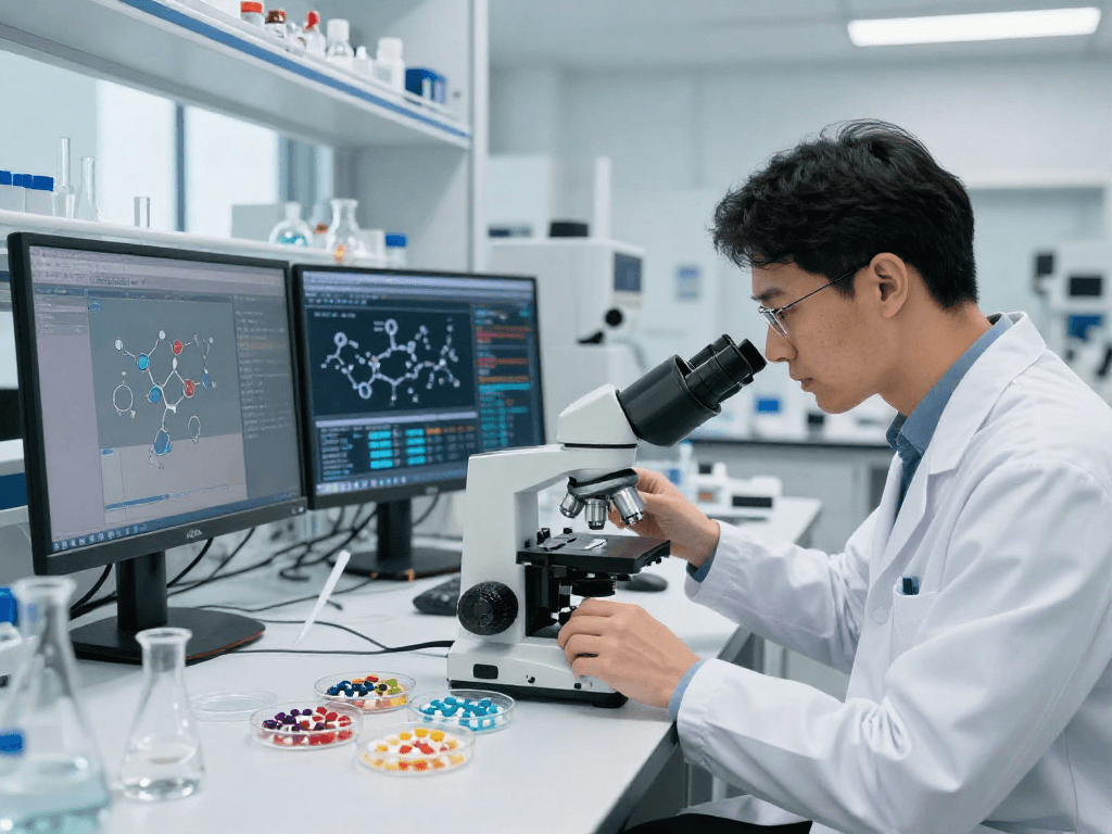 BPC 157 Side Effects analysis in a modern lab setting showcasing innovative precision compounds.