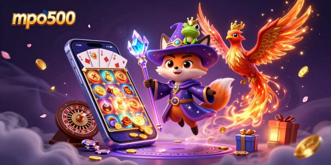 Spin the reels with mpo500 as the mystical fox wizard and phoenix ignite the casino magic.