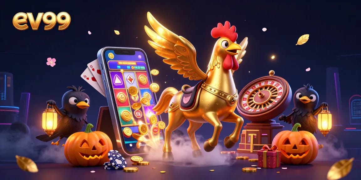 Experience thrilling gaming with ev99 in a vibrant midnight casino scene