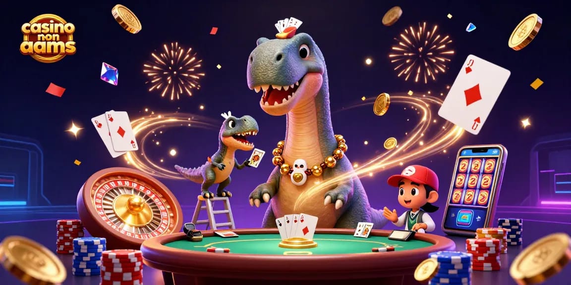I giocatori nei casino non AAMS sperimentano vincite con giochi avvincenti in un'illustrazione animata.