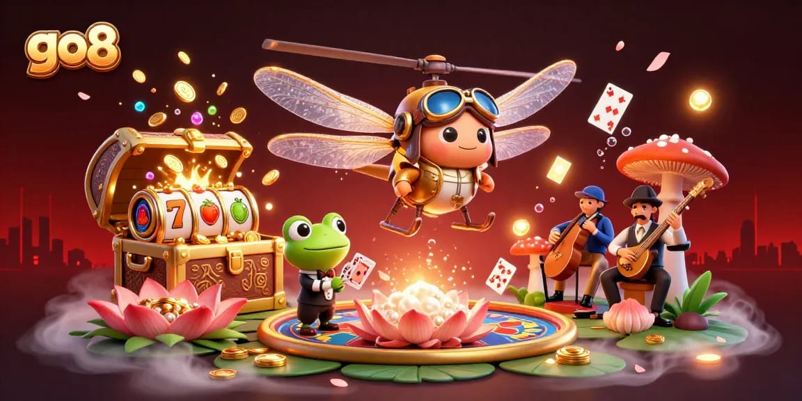 Experience winning at go8 with thrilling slots, bright gems, and lively casino characters!