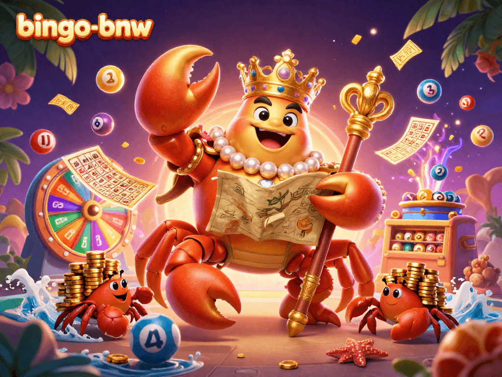Engage in Super Bingo excitement at bingo-bnw with dynamic golden crab emperor and vibrant lottery elements.