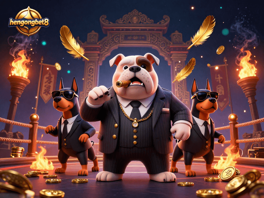 Experience thrilling moments at hengongbet8 with a dynamic mafia-themed casino illustration.