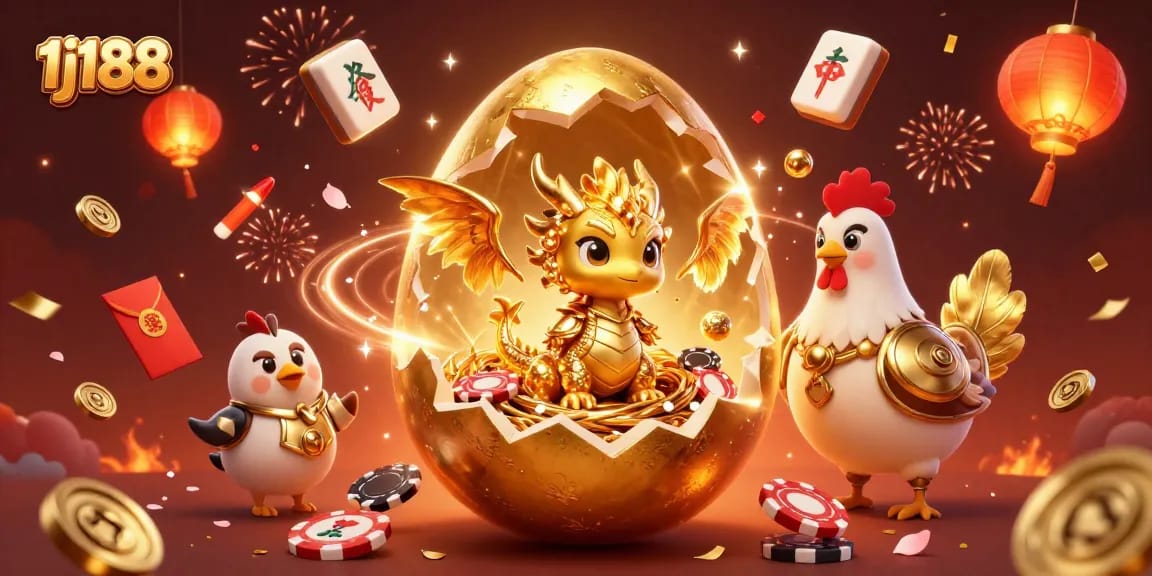 Experience winning with 1j188 as a golden dragon cradles poker chips in this vibrant casino scene.