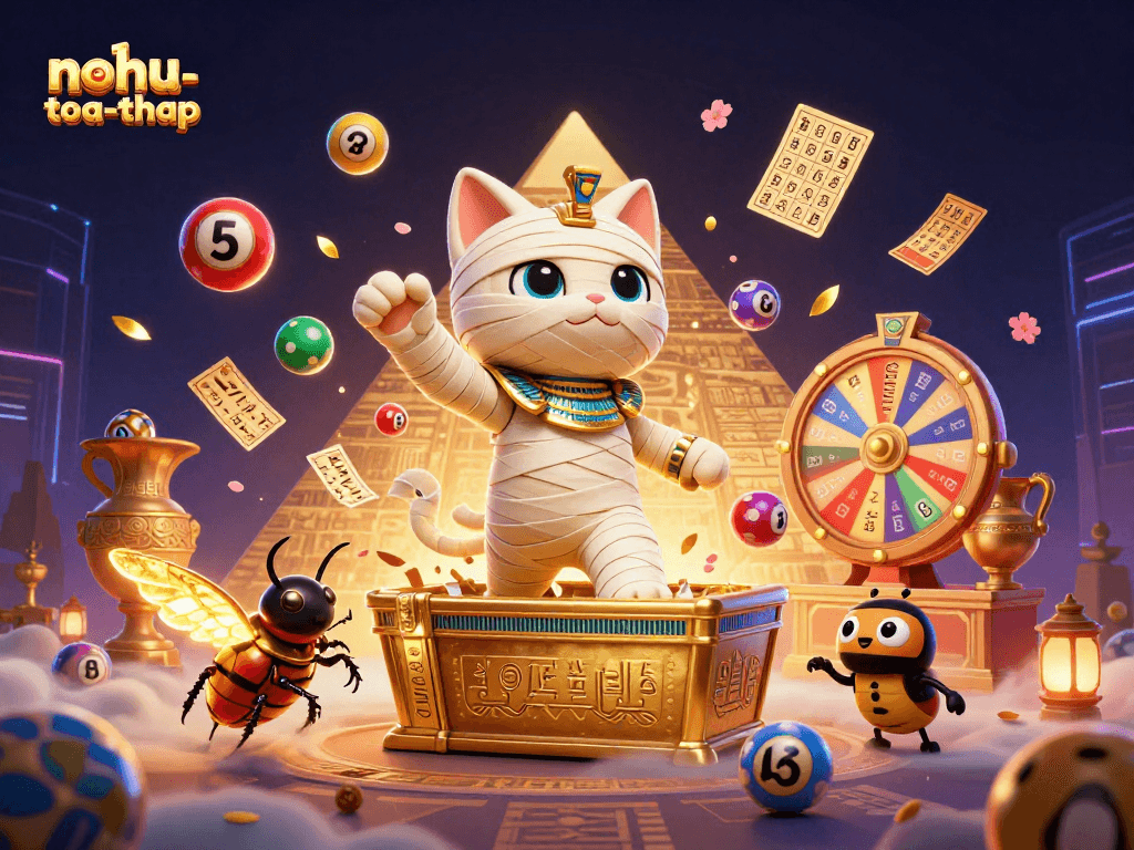 Experience the thrill of nohu-toa-thap with Egyptian-themed gaming excitement in this vibrant casino scene.