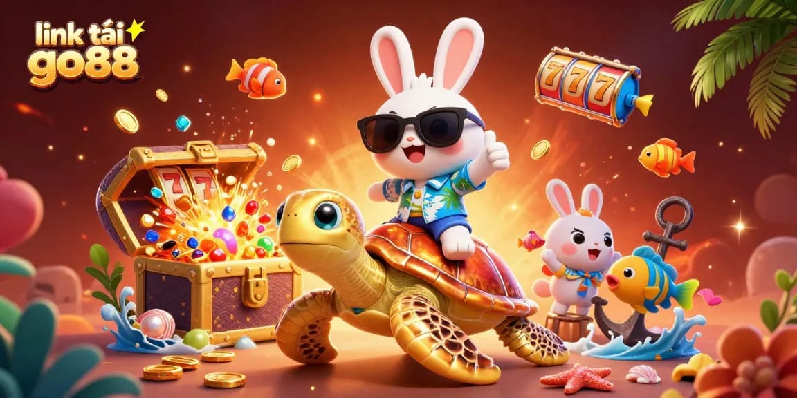 Experience thrills with link tải go88 as a lucky rabbit shows off amidst a vibrant casino scene.