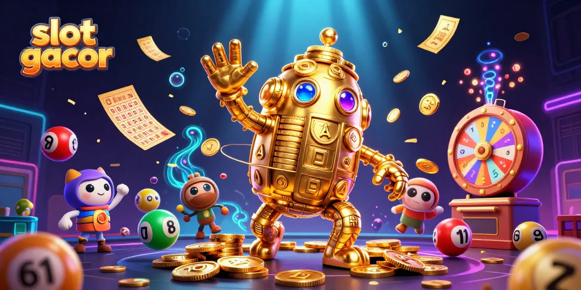 Engage with slot gacor immersive scene featuring a golden golem surrounded by dynamic gaming elements.