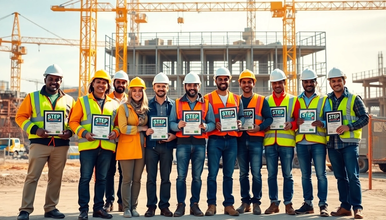 Workers at the STEP safety awards construction ceremony celebrating safety best practices.