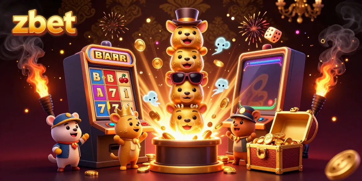 Experience the excitement at ZBET with vibrant 3D casino elements and a golden totem pole.