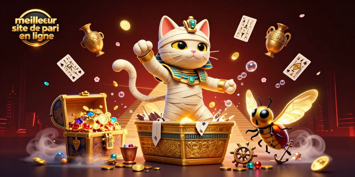Jouez sur le meilleur site de pari en ligne avec un chat et un scarabée en 3D dans un casino.
