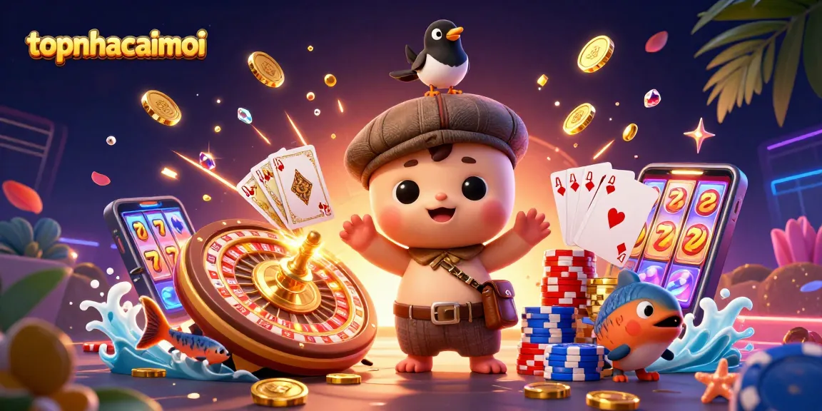 Engage with topnhacaimoi through thrilling casino fun with animated characters and vibrant game elements.