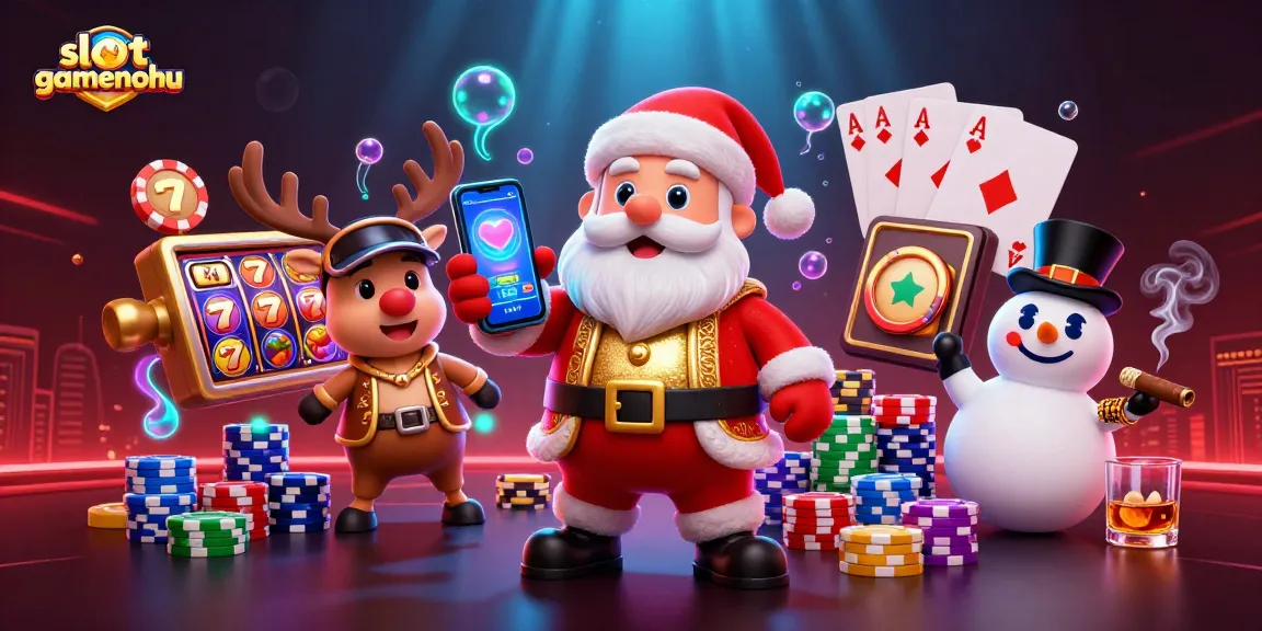 Experience jackpot excitement at slotgamenohu with Santa and friends in a vibrant casino scene.
