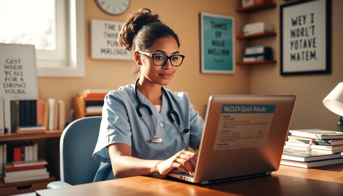 Check Past Nclex fast results on a laptop while studying for the NCLEX exam.