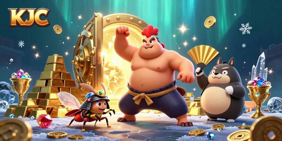 KJC offers an exciting casino experience with vibrant characters and treasure-filled scenes.