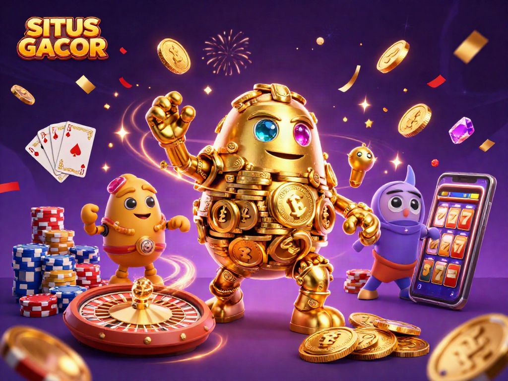 SITU GACOR delivers vibrant gaming action with golden golem and casino elements.