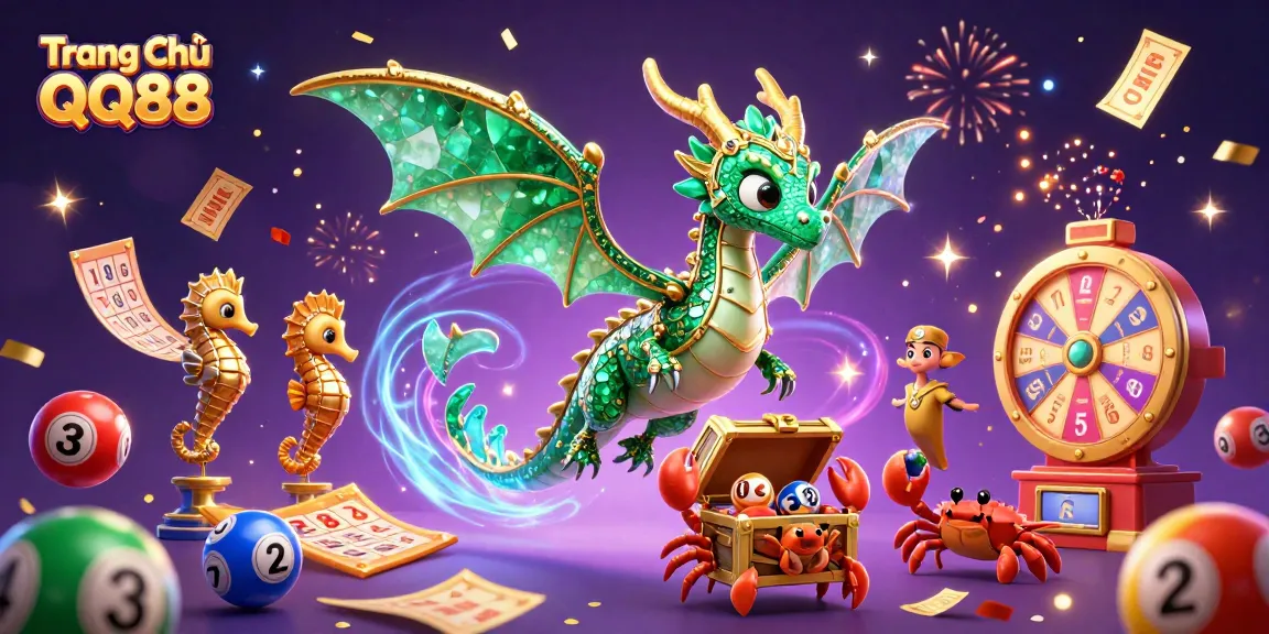 Engage with thrilling gaming adventures at Trang Chủ QQ88 while celebrating with colorful lottery balls and festive prizes.