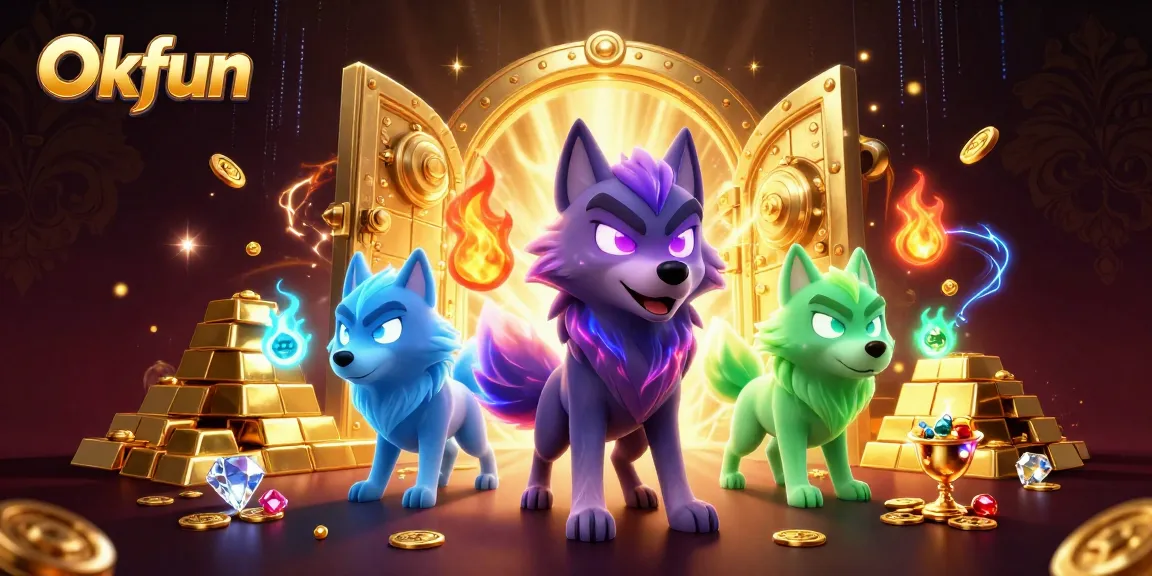 Win big at Okfun with stunning visuals of cartoon wolves and treasure-filled adventures.