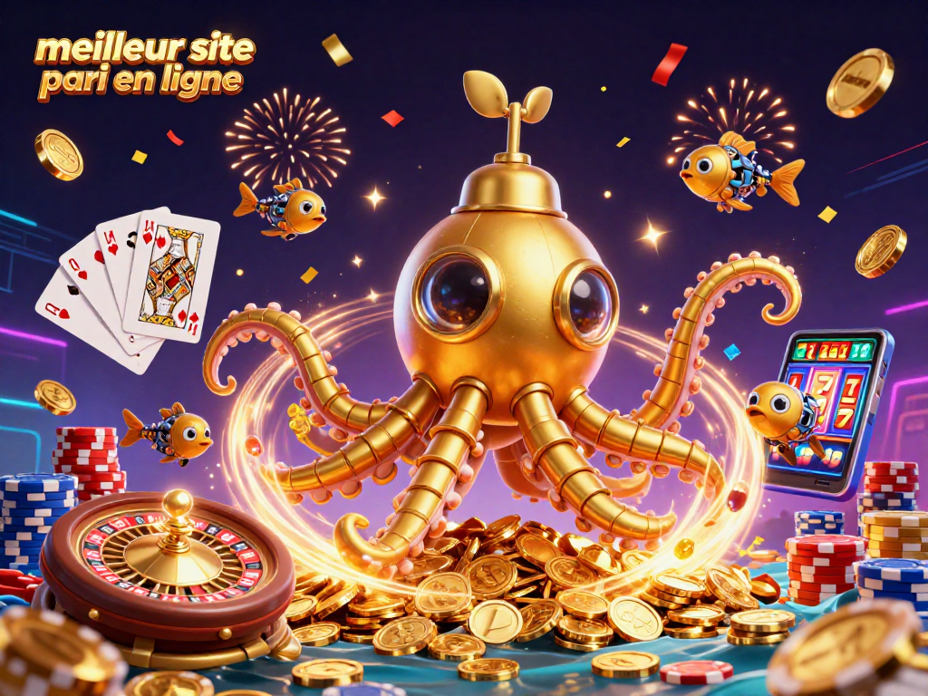 Pariez en ligne sur le meilleur site de paris en ligne et plongez dans l'univers des jeux avec un kraken doré et ses poissons mécaniques.