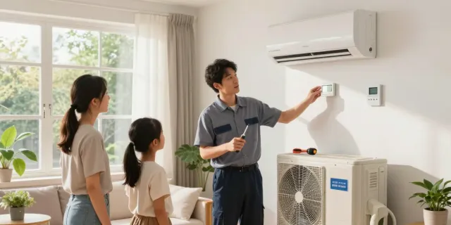 Air Conditioner Install Calgary - family consulting with HVAC technician about AC installation in modern home