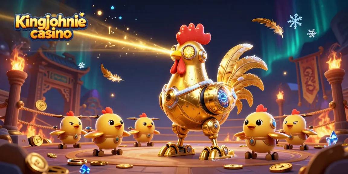 Engage with kingjohnnie casino's dynamic adventures featuring golden rooster robots and flying drones.