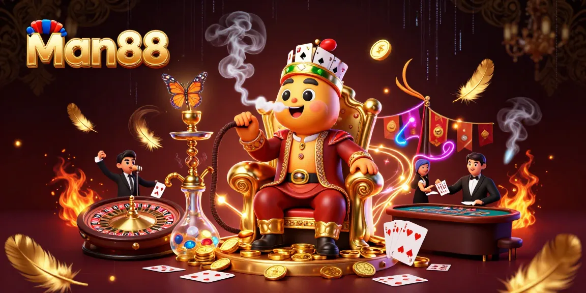 Experience the exciting world of man88 with a vibrant live casino scene featuring a hookah-master and dynamic gaming elements.