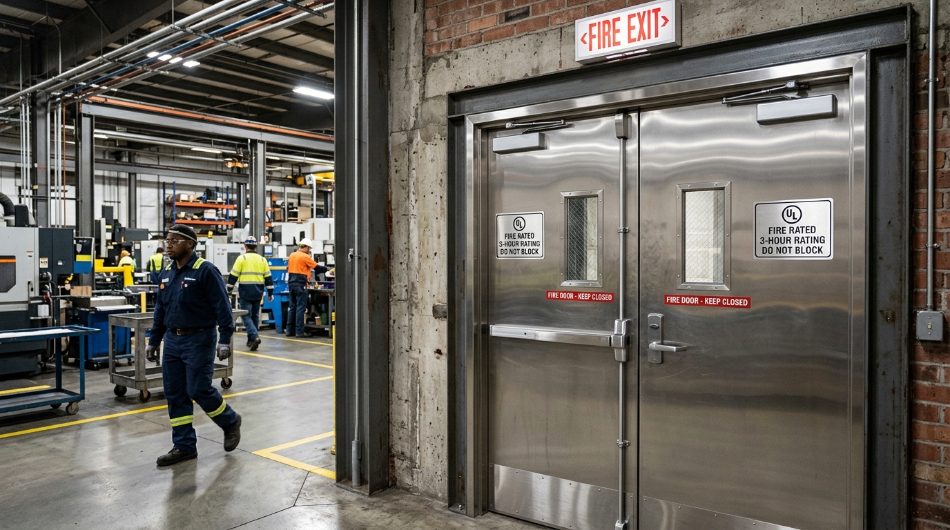 Stainless Steel Swing Door for Modern Commercial and Industrial Spaces