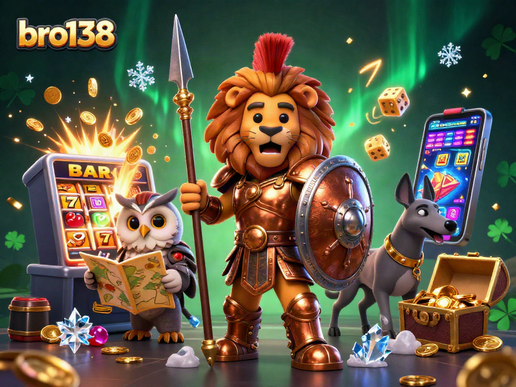 Experience exciting jackpots with bro138's casino slot adventures featuring vibrant characters and dynamic elements.