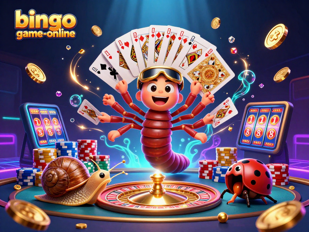 Experience big wins with bingo-game-online in this brightly illustrated casino scene featuring vibrant characters and dynamic game elements.