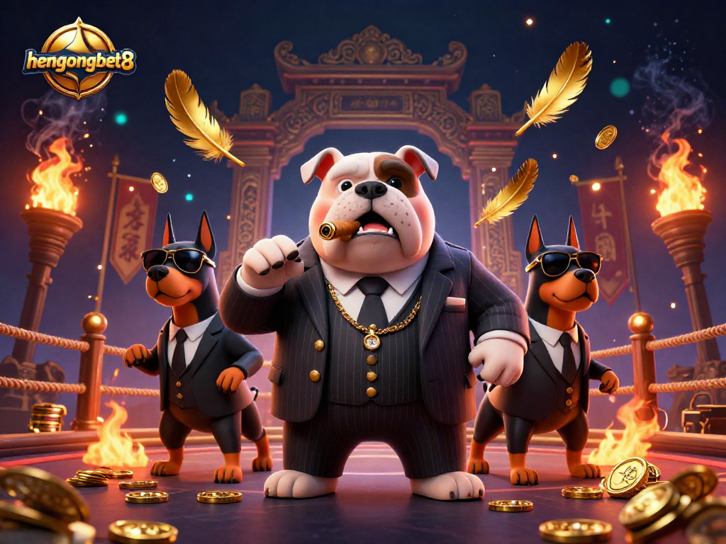 Experience thrilling moments at hengongbet8 with a dynamic mafia-themed casino illustration.
