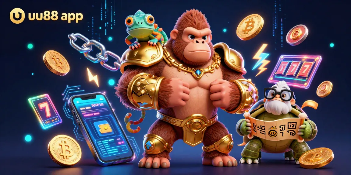 Experience the excitement of the uu88 app with a vibrant, dynamic illustration showcasing casino action.