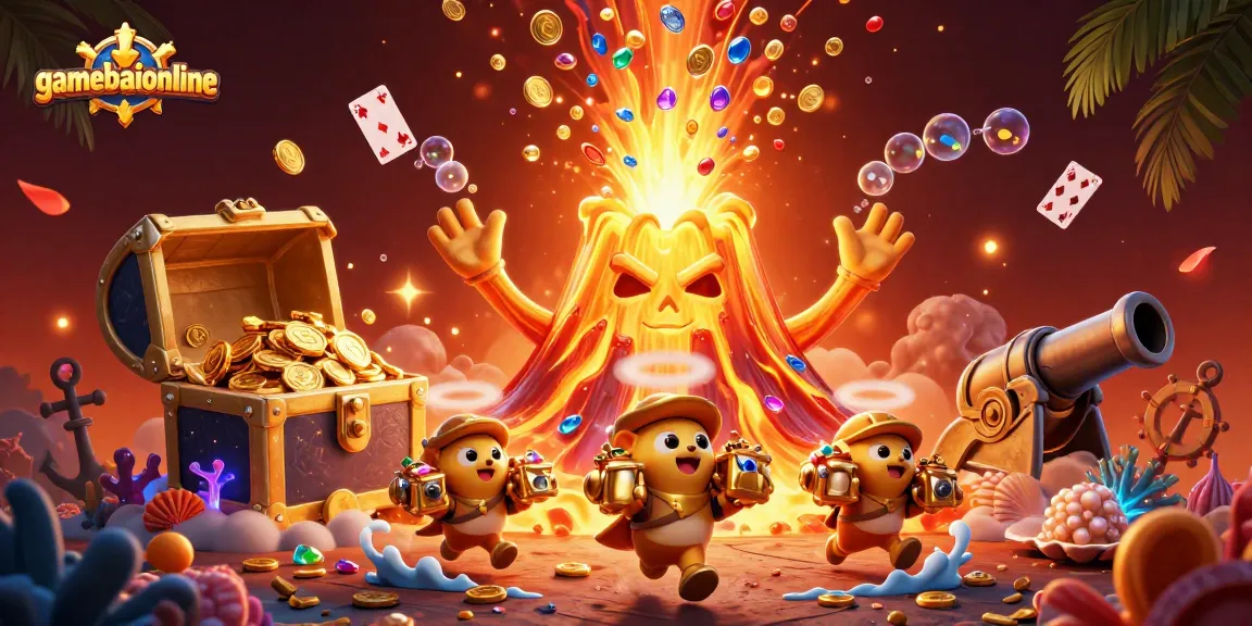 Experience exciting gameplay at gamebaiionline with dynamic treasure illustrations of gaming adventures.