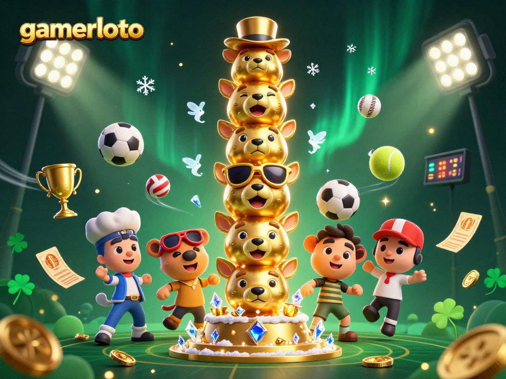 Experience the thrill of gamerloto with festive sports elements and golden totem casino vibe.