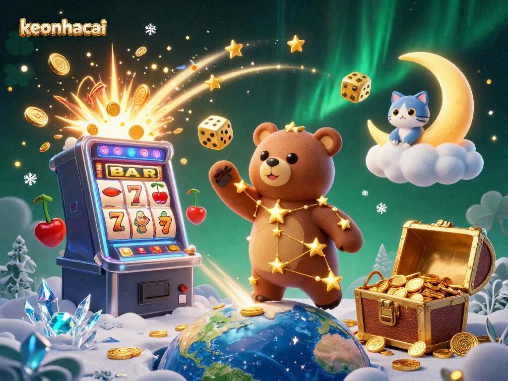 Engage with keonhacai by diving into a vibrant 3D casino illustration showcasing excitement.