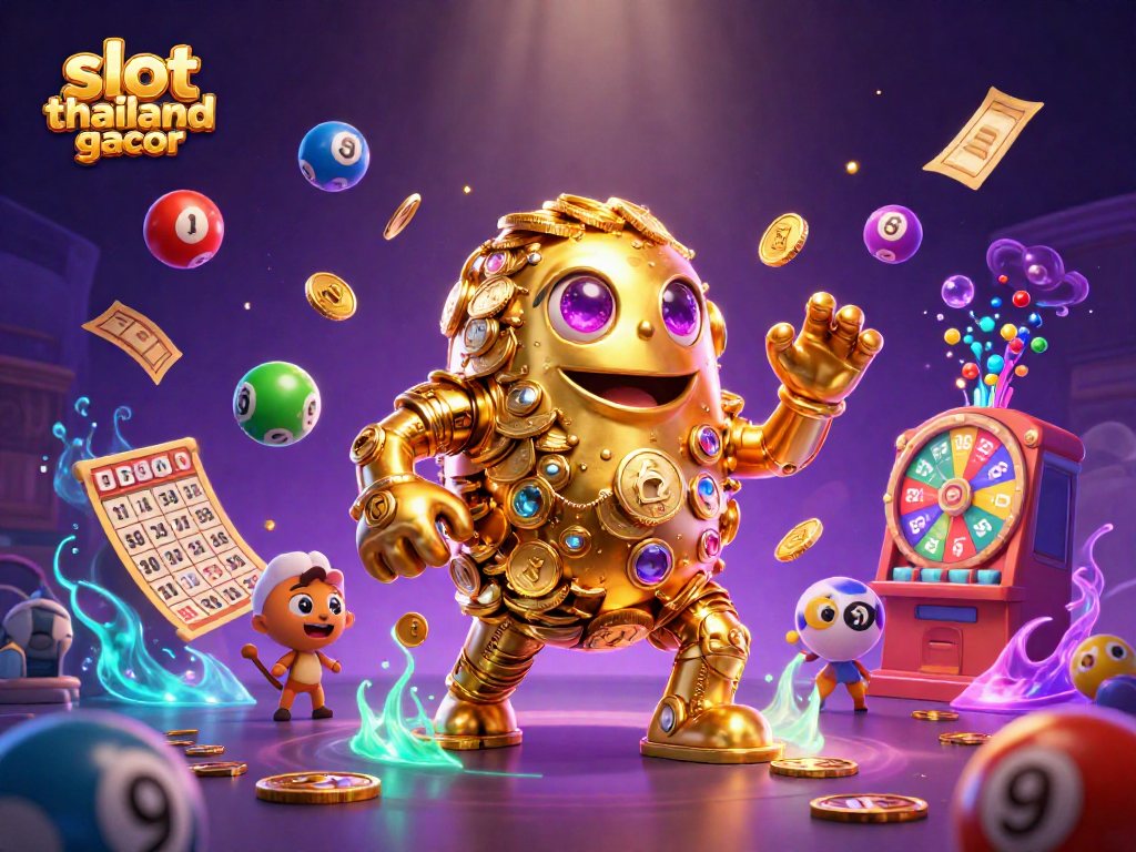 Immerse in slot thailand gacor action with the golden golem and vibrant lottery elements.