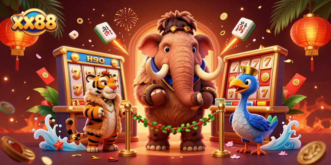 Experience the thrill of xx88 with vibrant characters and dynamic casino elements in this colorful illustration.