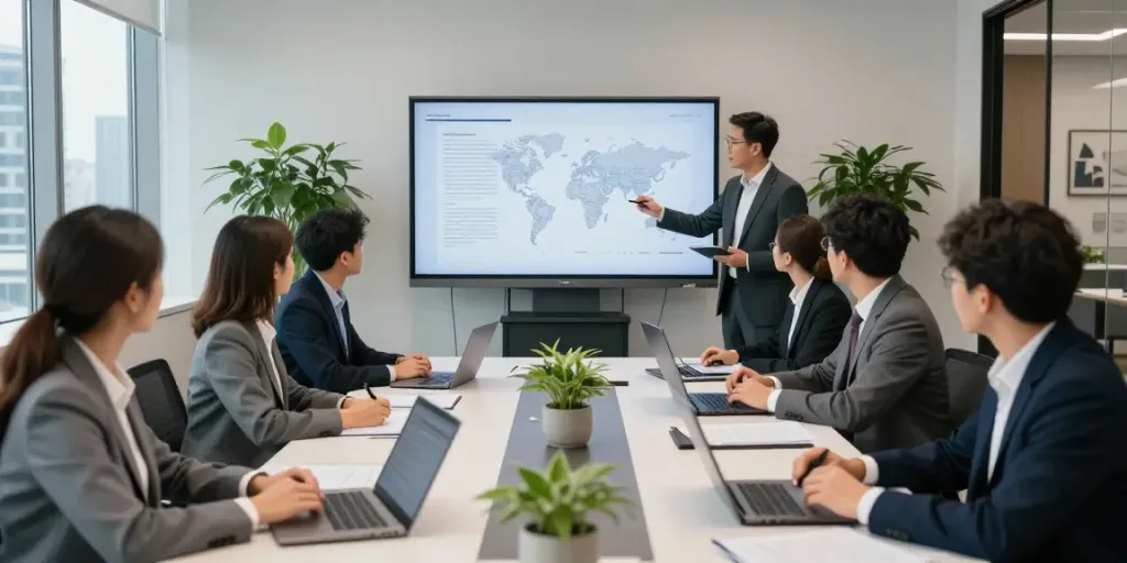 Lead Roedl law team collaborating in modern office environment, showcasing strategic legal advice and innovation.