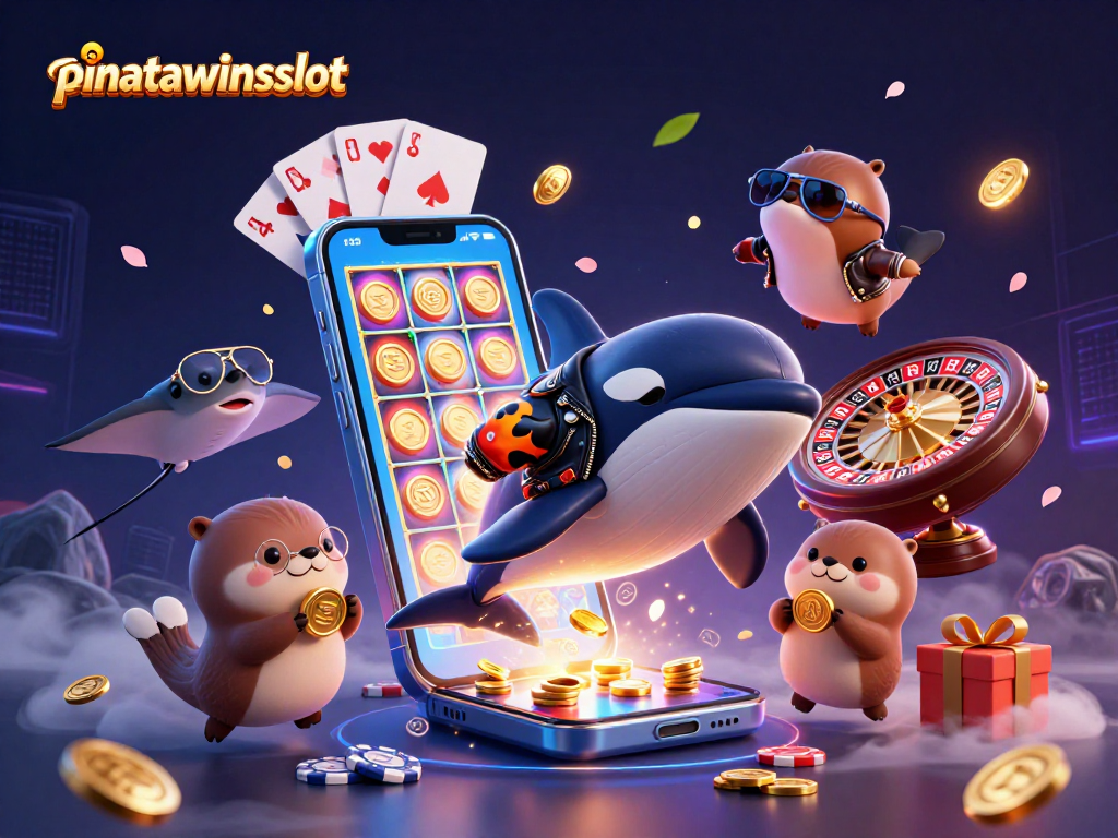 Engage with pinatawinsslot as the orca and sea otters celebrate in an action-packed casino scene.