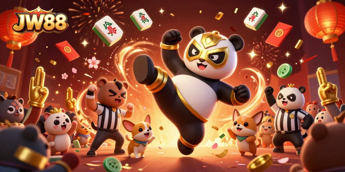 Engage with JW88 in this festive 3D casino illustration showcasing dynamic gameplay and vibrant casino elements.