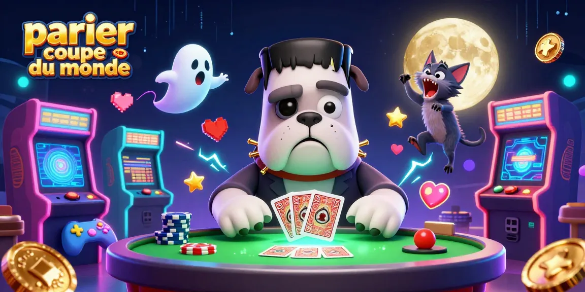 Parier coupe du monde avec un bulldog monstre dealers de cartes, en pleine action au casino.