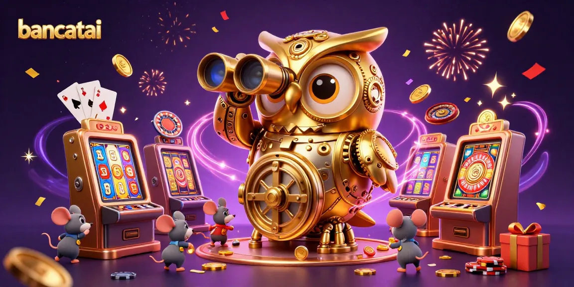 Engage with bancatai's magical casino experience featuring a golden owl amidst vibrant game elements.