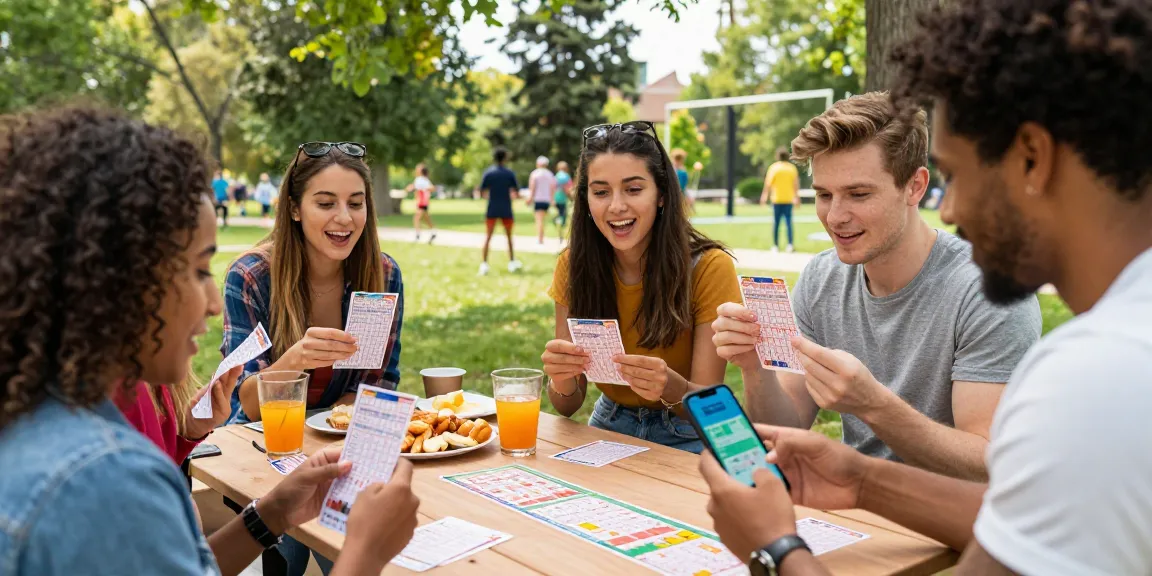 Koloksgp: Kelompok teman bersenang-senang bermain togel di taman yang cerah.