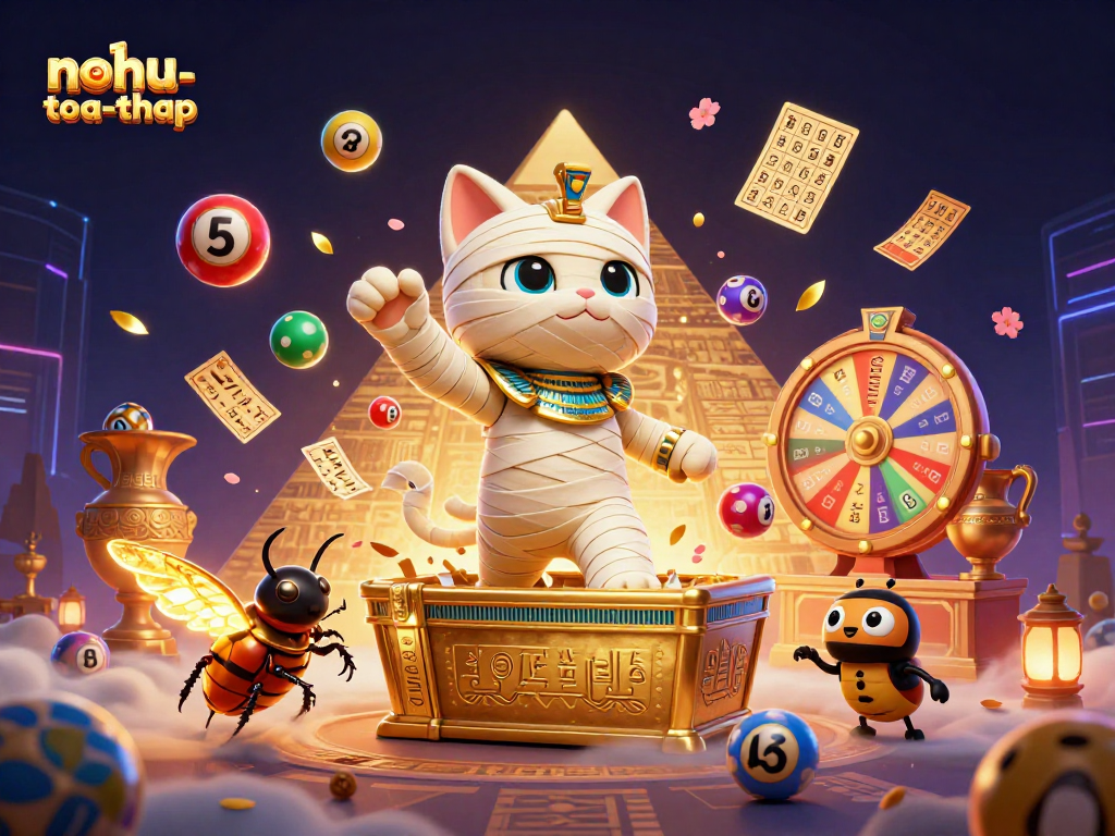Experience the thrill of nohu-toa-thap with Egyptian-themed gaming excitement in this vibrant casino scene.