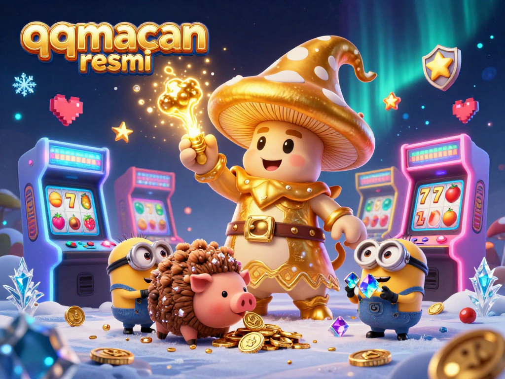 Experience the magic of qqmacan resmi with enchanting wizardry and slot reels amidst vibrant treasures.