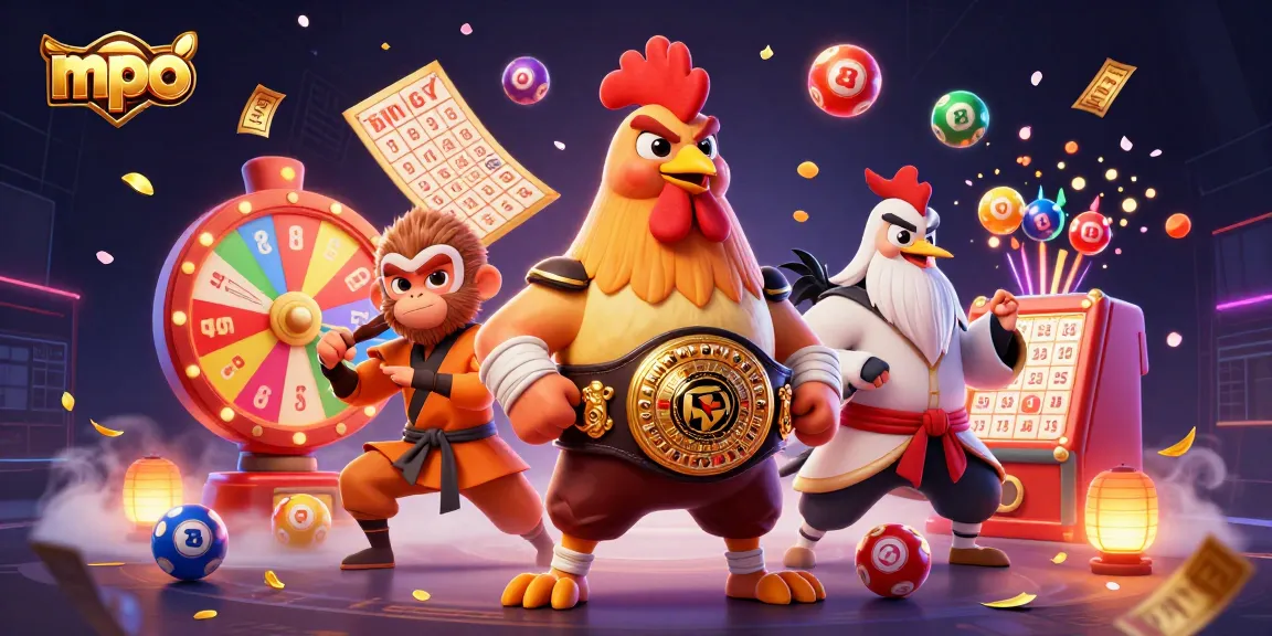 MPO players enjoy winning big with vibrant lottery elements and engaging characters in a casino atmosphere.