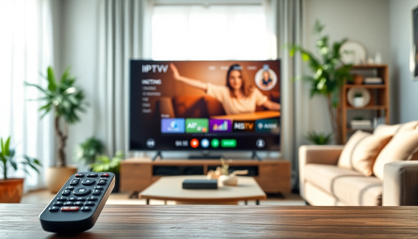 Experience the benefits of a free trial iptv with a modern streaming setup in a cozy living room.