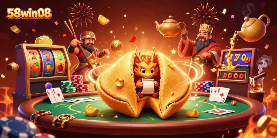 Engage with thrilling jackpot adventures at 58win08, featuring vibrant casino elements and winning symbols.