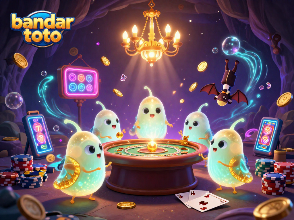 Experience the excitement at bandar toto with vibrant casino scenes featuring glowworms and a bat dealer.