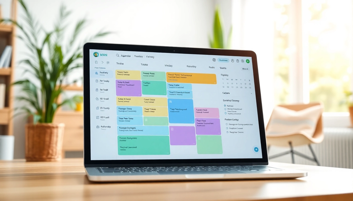 Organize Your Life With AI leveraging a digital planner in a bright workspace with colorful sections.