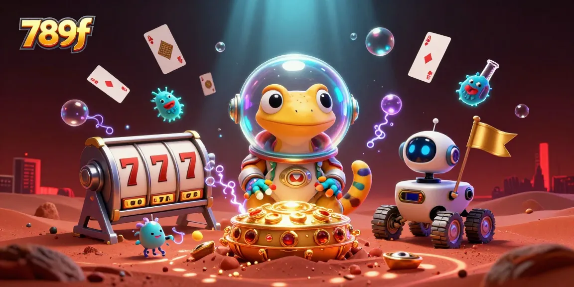 Experience the excitement of 789f with a 3D animated Martian gecko discovering a golden casino!