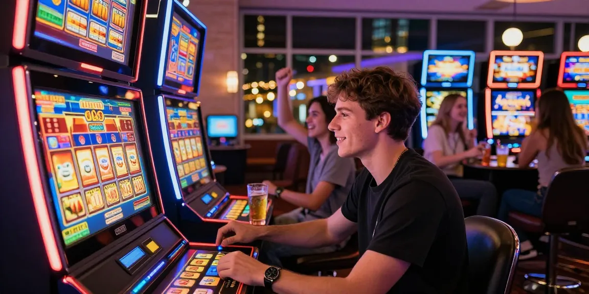 Experience the thrill of slot deposit 5k at an exciting casino scene with glowing machines.